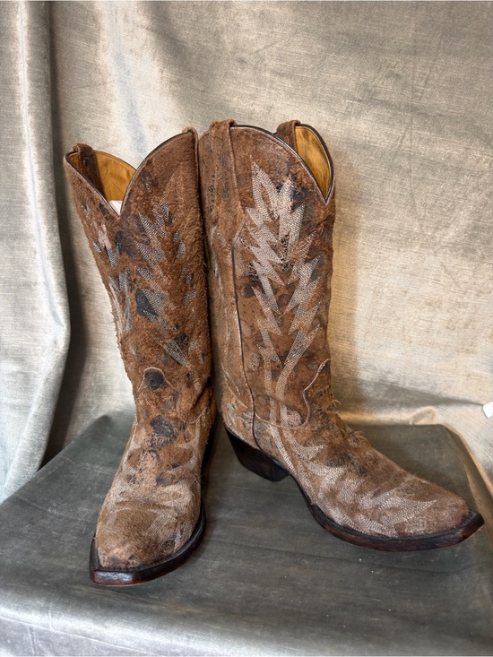 Johnny Ringo Shoes - Johnny Ringo Outlaw Distressed Mid-Calf Leather/Snakeskin Women's Boots. Size 8C
